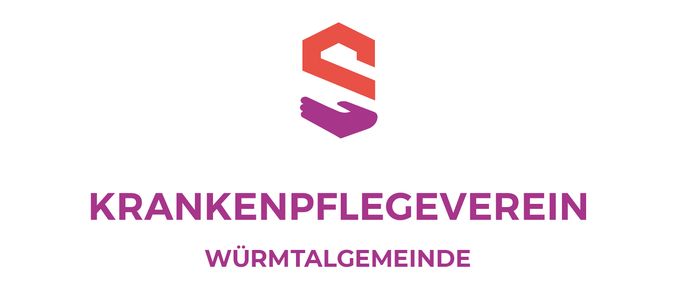 Logo mit stilisiertem S und Hand Schriftzug KRANKENPFLEGEVEREIN WÜRMTALGEMEINDE